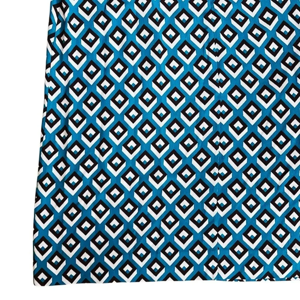 Diane Von Furstenberg Women’s Sz L Blue Geometric Print Carlotta Mini Dress - Picture 10 of 13